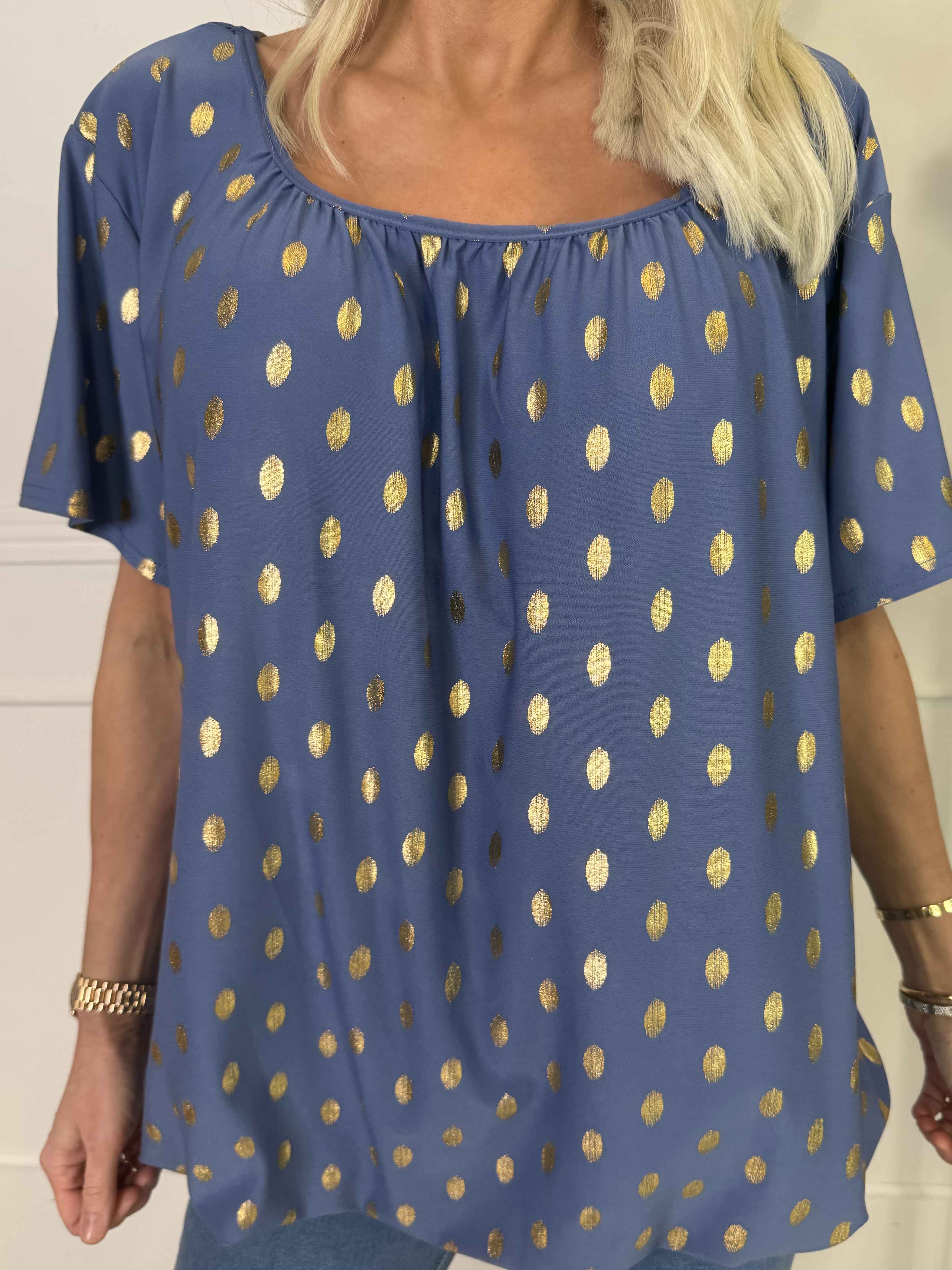 Miracle Dot T-shirt - Elastisk bluse med guld dutter på